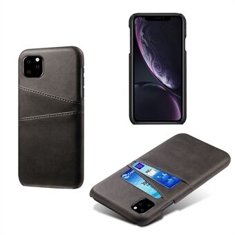 Double Card Slots PU Leather Coated PC Case for iPhone 11 6.1 inch (2019)