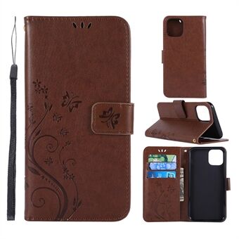 Imprint Butterfly Leather Wallet Phone Case Shell for iPhone 11 6.1 inch (2019)