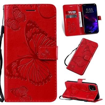 Imprint Butterfly Leather Wallet Case for iPhone 11 6.1 inch (2019)