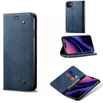 Vintage Jeans Cloth Texture Flip Leather Cover for iPhone 11 6.1 inch (2019) - Blue