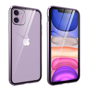 Full Covering Magnetic Metal Frame + Tempered Glass Touch Screen Phone Case for Apple iPhone 11 6.1 inch