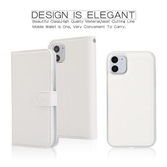Stylish Cross Texture Leather Wallet Cover + Removable TPU Back Shell for iPhone 11 6.1 inch