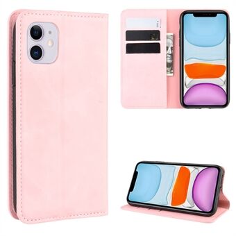 Auto-absorbed Skin-touch Leather Wallet Stand Case for iPhone 11 6.1 inch