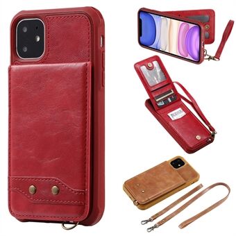 PU Leather Coated TPU Cover with Card Holders for iPhone 11 6.1 inch