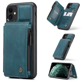 CASEME C20 Zipper Pocket Card Slots PU Leather Coated TPU Case for iPhone 11 6.1 inch