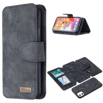 BF07 Detachable Matte Leather Zippered Pocket Wallet Phone Cover for iPhone 11 6.1-inch