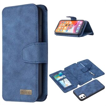 BF07 Detachable Matte Leather Zippered Pocket Wallet Phone Cover for iPhone 11 6.1-inch