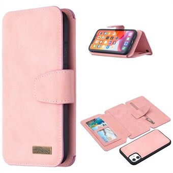 BF07 Detachable Matte Leather Zippered Pocket Wallet Phone Cover for iPhone 11 6.1-inch