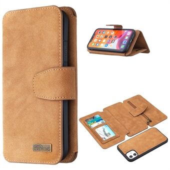 BF07 Detachable Matte Leather Zippered Pocket Wallet Phone Cover for iPhone 11 6.1-inch