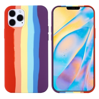 Liquid Silicone Phone Cover Shell with Rainbow Painting for iPhone 11