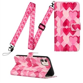 Pattern Printing Leather Case with Adjustable Lanyard for iPhone 11 6.1 inch Stand Cover