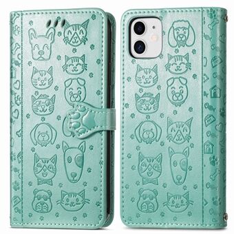 Imprinting Cat Dog Pattern Design Magnetic Leather Stand Case for iPhone 11 6.1-inch
