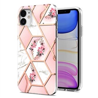 2.0mm IMD IML Drop-resistant Electroplating Marble Flower Pattern TPU Phone Case for iPhone 11 6.1 inch