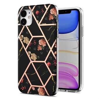 2.0mm IMD IML Drop-resistant Electroplating Marble Flower Pattern TPU Phone Case for iPhone 11 6.1 inch