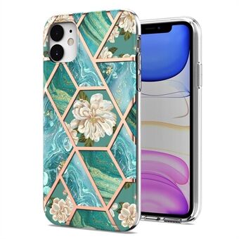 2.0mm IMD IML Drop-resistant Electroplating Marble Flower Pattern TPU Phone Case for iPhone 11 6.1 inch