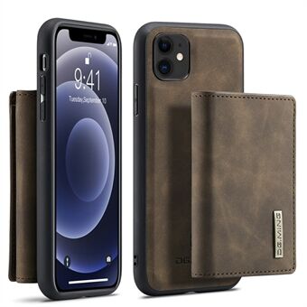 DG.MING M1 Series Fully-Wrapped Detachable Wallet + Leather Coated Hybrid Cover Shell with Kickstand for iPhone 11 6.1 inch