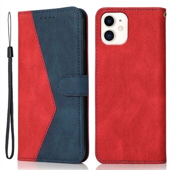 Dual Color Splicing Anti-Drop Wallet Stand Design Leather Phone Cover with Wrist Strap for iPhone 11 6.1 inch