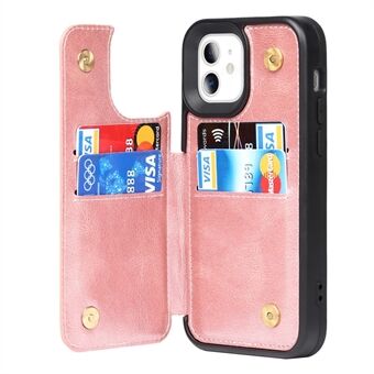 Card Slots Kickstand Design Drop-Resistant Crazy Horse Leather Coated TPU Phone Cover Case for iPhone 11 6.1 inch