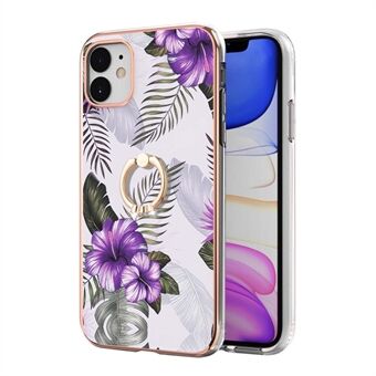 Ring Kickstand Holder Marble Pattern Soft IMD TPU Shockproof Back Cover Case for iPhone 11 6.1 inch