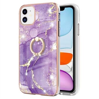 Kickstand Design Electroplating Flexible TPU Cover IML IMD Marble Pattern Phone Case for iPhone 11 6.1 inch