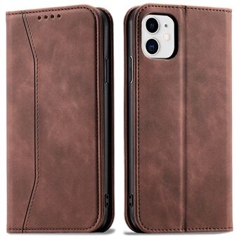 360-degree Protection Anti-drop PU Leather Double Edge-fold Sewing Design Phone Case Cover with Wallet Stand for iPhone 11 6.1 inch
