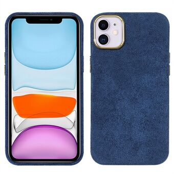 Lightweight Flocking PU Leather Coated PET + Metal Hybrid Case Mobile Phone Protective Cover for iPhone 11 6.1 inch