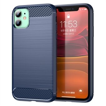 1.8mm Carbon Fiber Brushed Texture Impact Buffer TPU Back Case Mobile Phone Cover for iPhone 11 6.1 inch