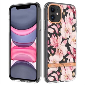 LB5 Series TPU Phone Case for iPhone 11 6.1 inch, Electroplating Flower Patterns IMD IML Phone Protective Cover