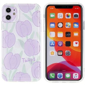 Slim Phone Case for iPhone 11 6.1 inch Tulip Embossed Pattern Shockproof Phone Protector Cover
