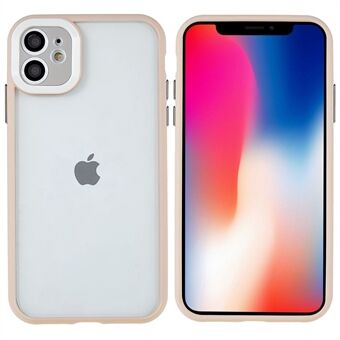 For iPhone 11 6.1 inch Scratch-resistant Glossy Surface Metal Buttons TPU+PC Hybrid Case Phone Cover with Glass Lens Film