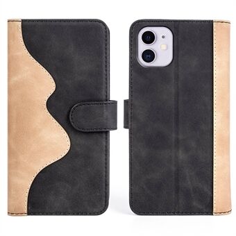 Shockproof Phone Protective Cover Flip Leather Case for iPhone 11 6.1 inch, Color Splicing Stand Wallet Smartphone Shell