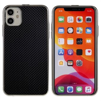 For iPhone 11 6.1 inch Stainless Steel Bumper Case Aramid Fiber Carbon Fiber Back Plate Phone Cover with Metal Lens Protector
