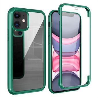 For iPhone 11 Clear Phone Case Double Side Tempered Glass + Silicone Frame Protective Cover