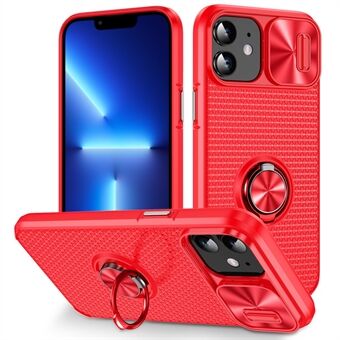 Ring Kickstand Phone Case for iPhone 11 CD Vein Slide Camera Lens Protection PC+TPU Phone Cover