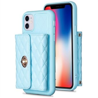 BF21 For iPhone 11 6.1 inch Phone Case PU Leather+TPU Kickstand Card Holder Cover with Shoulder Strap