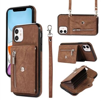 PU Leather+TPU Cover for iPhone 11 RFID Blocking Card Bag Phone Case with Kickstand