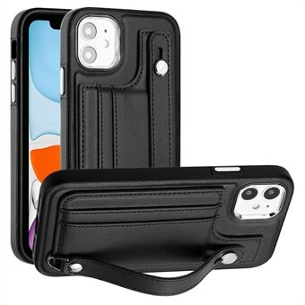 For iPhone 11 Protective Kickstand Case YB Leather Coating Series-5 TPU Phone Cover with Card Slots