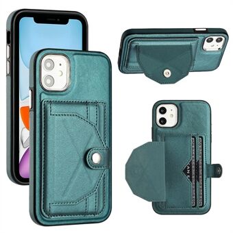 YB Leather Coating Series-4 for iPhone 11 Kickstand Card Slots Case PU Leather Coated TPU Phone Cover