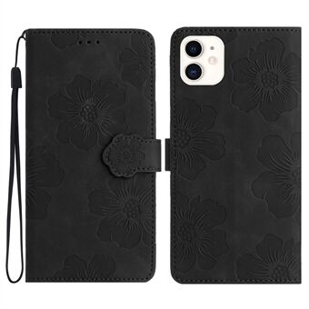 For iPhone 11 Cell Phone Case Flowers Imprinted PU Leather Stand Wallet Cover