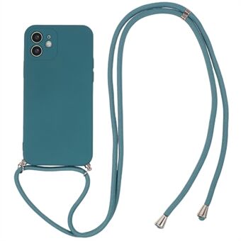 Rubberized Phone Case for iPhone 11 , Fiber Lining TPU Back Cover with Long Lanyard