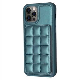 Style-BF24 For iPhone 11 Grid Design PU Leather Coated TPU Case Card Holder Kickstand Phone Cover