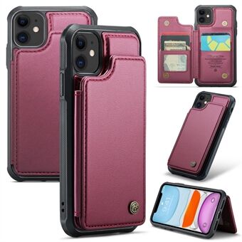 CASEME C22 Series RFID Blocking Card Slots Case for iPhone 11 , Kickstand PU Leather Coated TPU Phone Cover