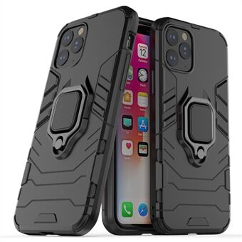 Phone Cover for iPhone 11 Pro 5.8 inch (2019) Finger Ring Kickstand PC + TPU Hybrid Case - Black