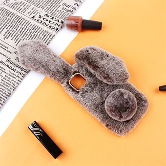Adorable Long Ears Rabbit Shape Fur Coated Soft TPU Phone Cover for iPhone 11 Pro 5.8 inch (2019)