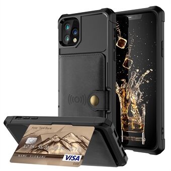 Kickstand Leather Coated TPU Cover with Wallet Built-in Magnetic Sheet for iPhone 11 Pro 5.8 inch - Black