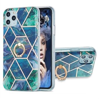 2.0mm TPU Phone Kickstand Cover IMD Electroplating IML Marble Pattern Snap-on Design Case for iPhone 11 Pro 5.8 inch