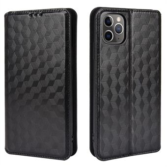 3D Rhombus Imprinting Auto-absorbed Drop-proof Leather Cover Mobile Phone Stand Case Shell for iPhone 11 Pro 5.8 inch