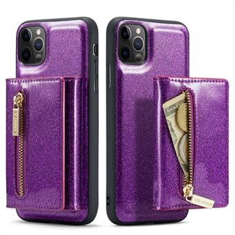 DG.MING M3 Series For iPhone 11 Pro 5.8 inch 2-in-1 Glittery PU Leather Coated PC+TPU Back Case Magnetic Detachable Zipper Wallet Fall Proof Phone Cover with Kickstand