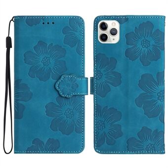 For iPhone 11 Pro Flowers Imprint Flip Stand Phone Case PU Leather Wallet Shockproof Cover