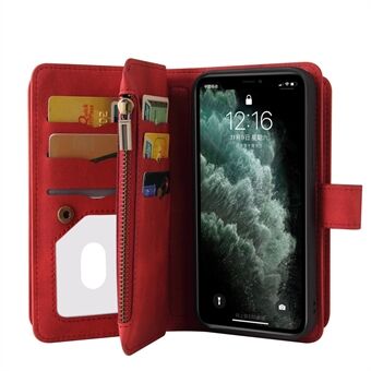 Skin-touch Feel Multiple Card Slots PU Leather Phone Stand Wallet Case Cover with Strap for iPhone 11 Pro Max 6.5 inch